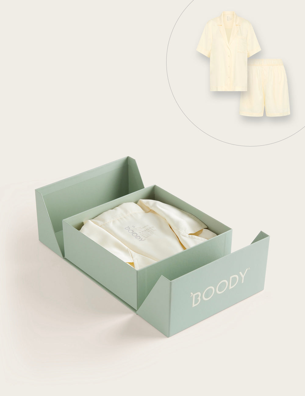 Set Giftbox - Vegan Silk Short Sleep Shirt & Sleep Short - Pearl