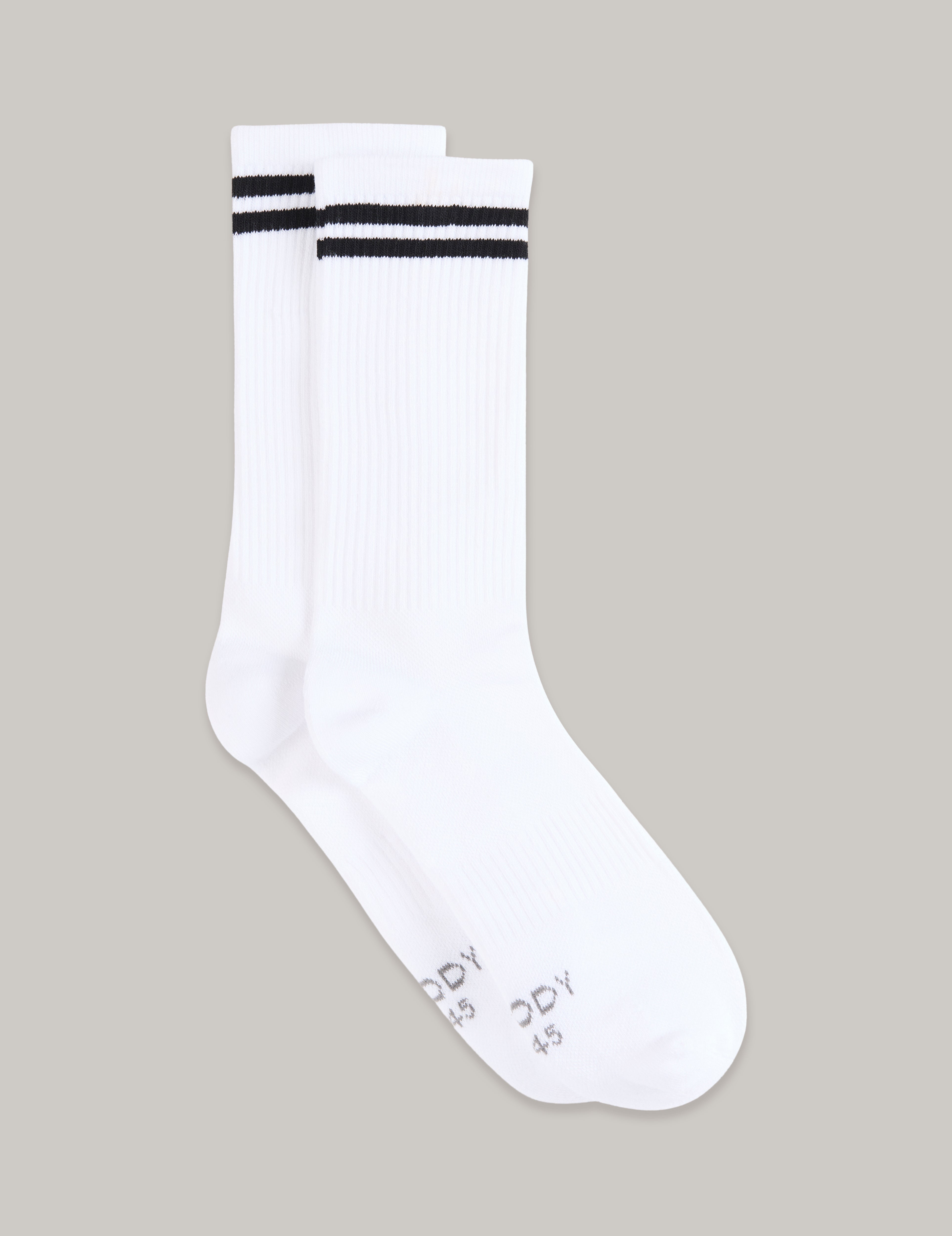 Striped Cushioned Crew Socks - White/Black