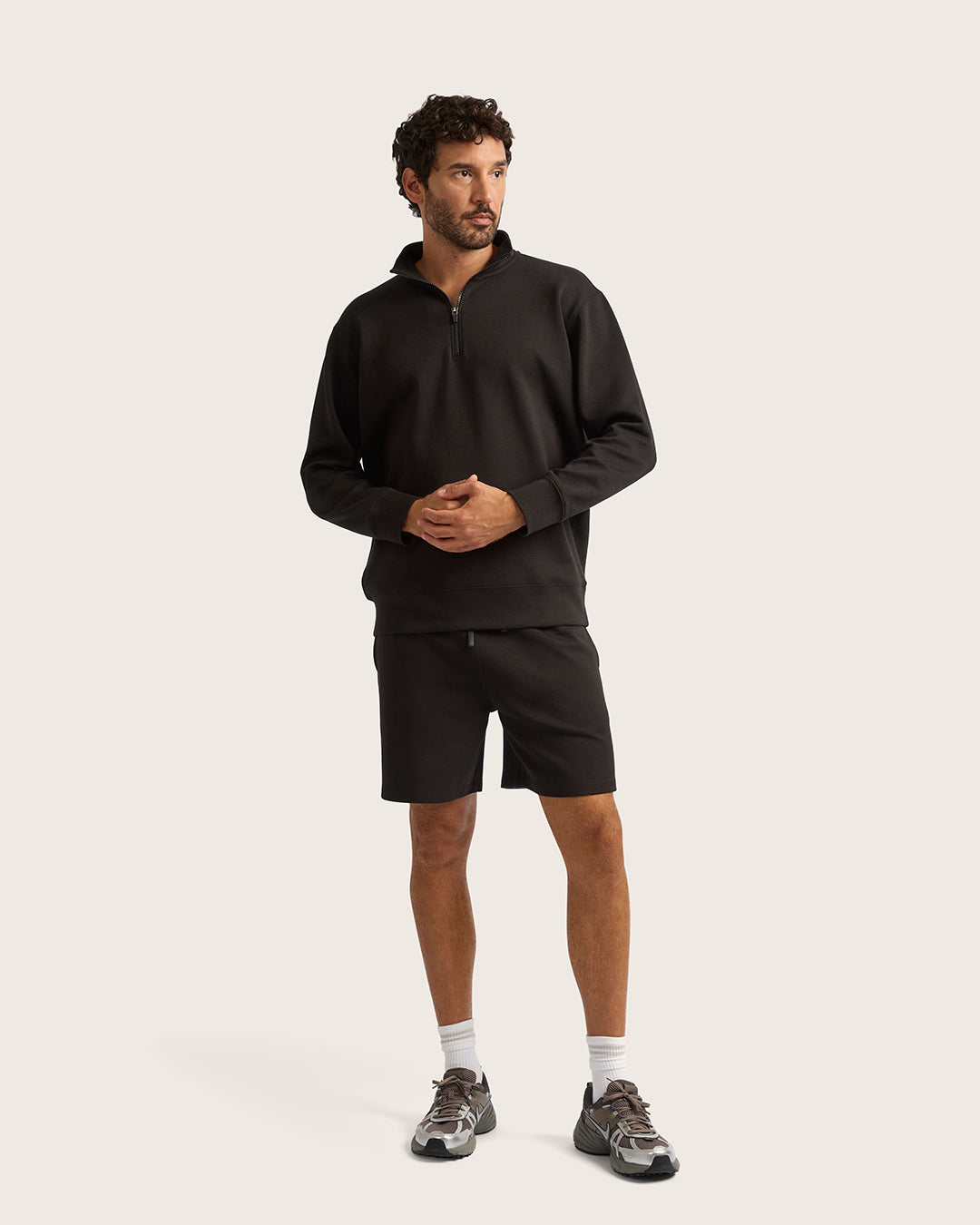 Men's Quarter Zip Sweater - Black