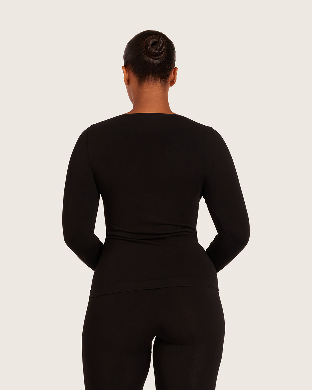 Base Layer Boatneck Long Sleeve Top - Black