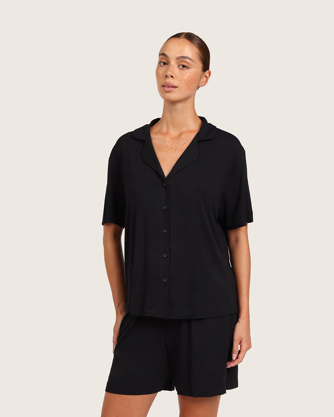 Goodnight Short Sleeve Sleep Shirt - Black