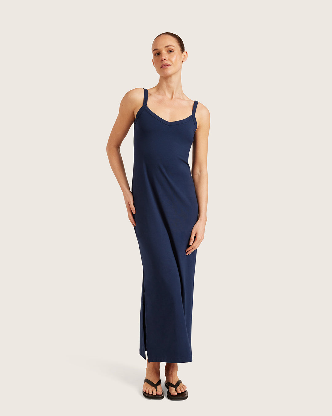 V-Neck Slip Dress - Navy