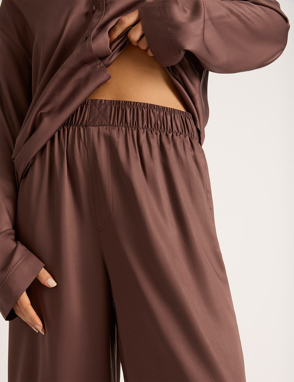 Vegan Silk Wide Leg Pants - Garnet