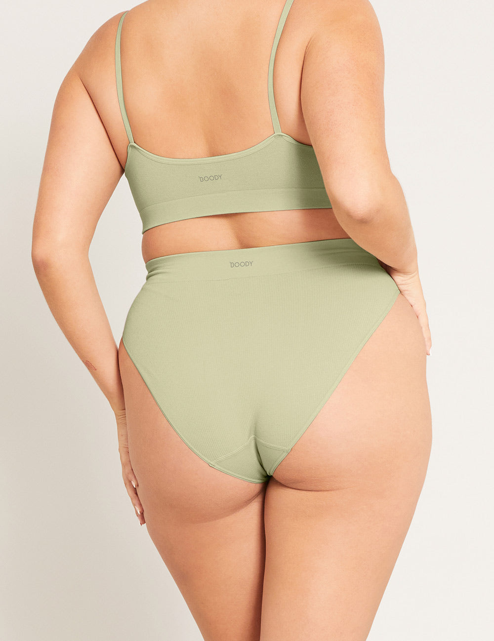 LYOLYTE Ribbed High Leg Brief - Sage