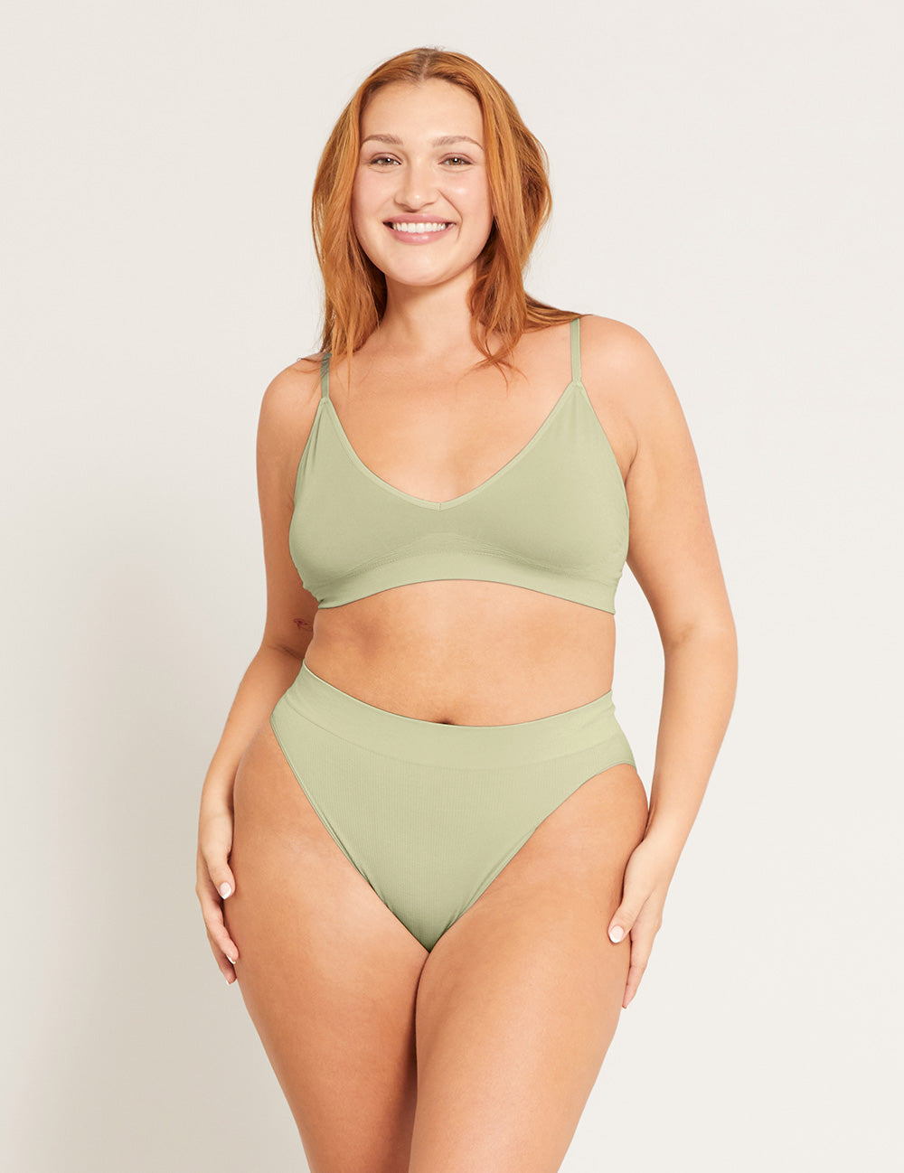 LYOLYTE Ribbed High Leg Brief - Sage