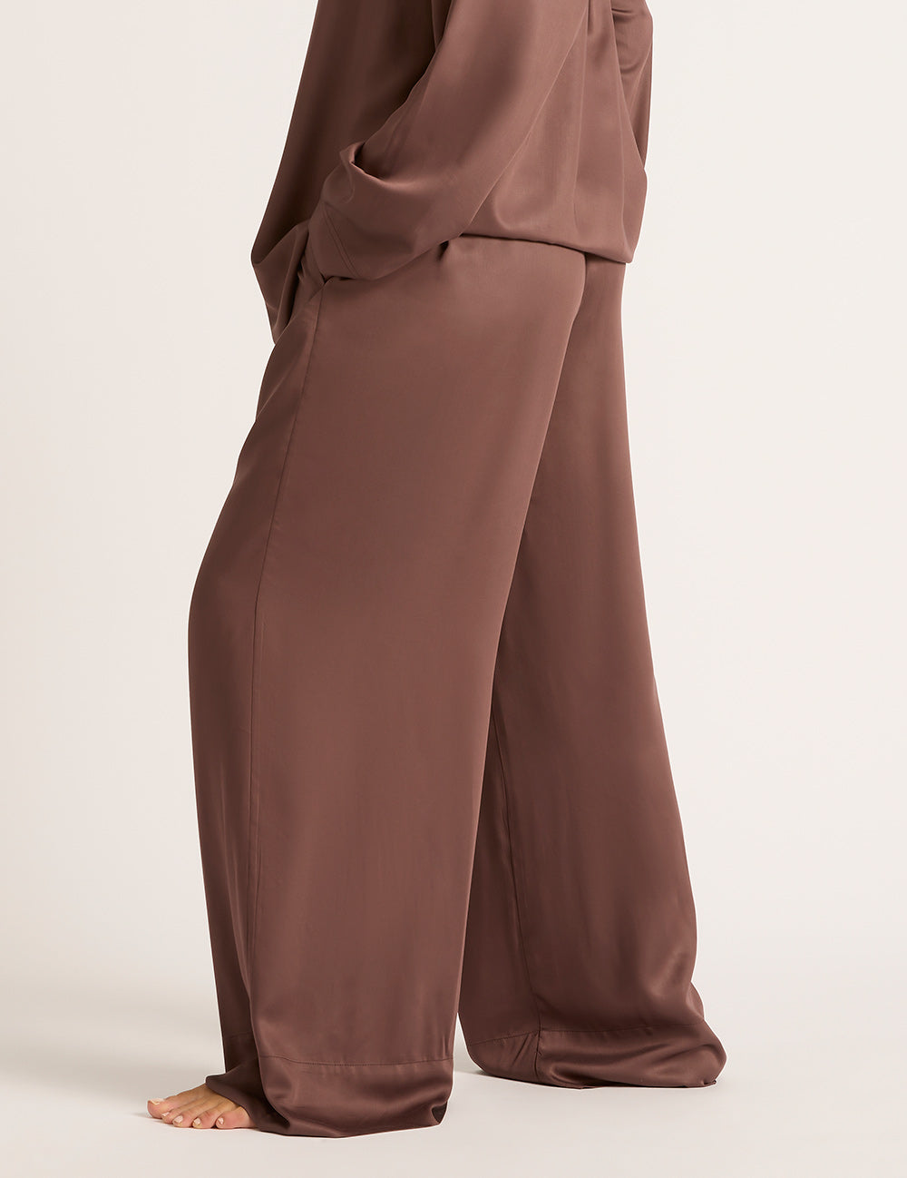 Vegan Silk Wide Leg Sleep Pant - Garnet