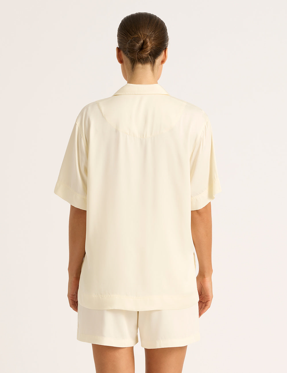 Vegan Silk Short Sleeve Sleep Shirt - Pearl