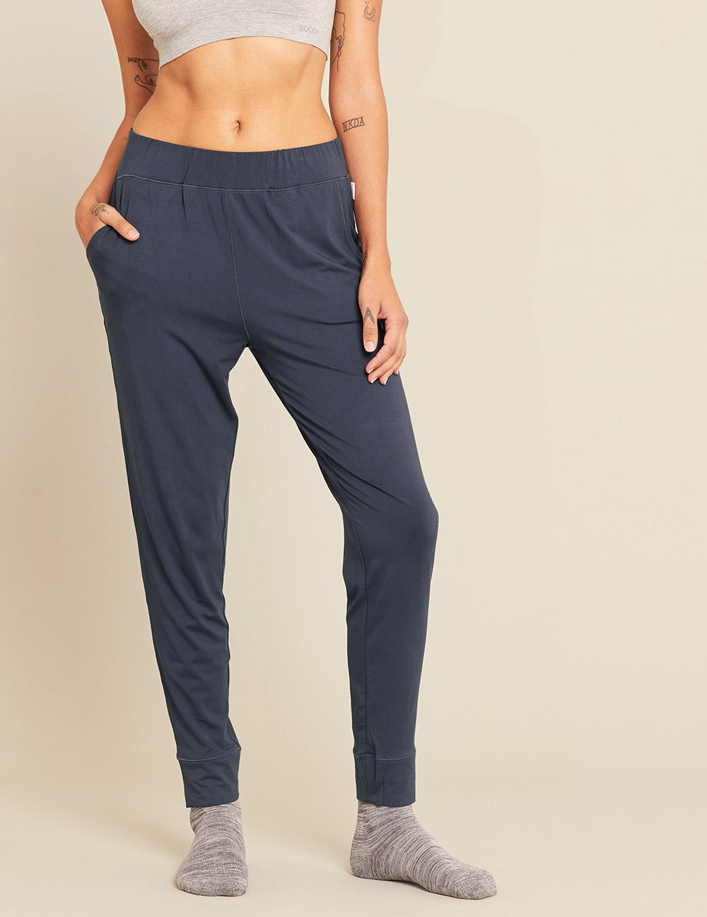 Women's Bamboo Downtime Slim Leg Lounge Pants in Storm Boody UK