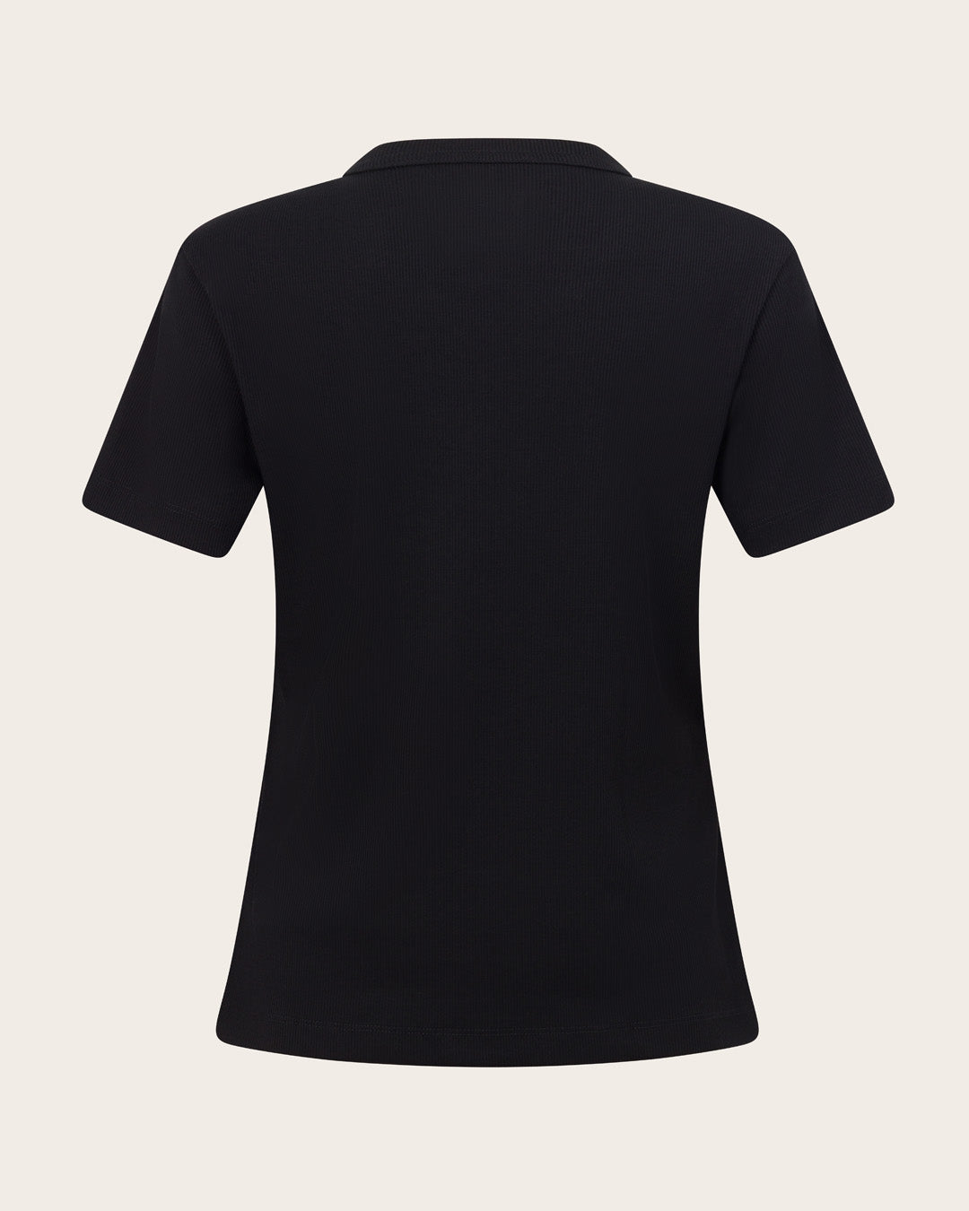 Women's Ribbed Crew Neck T-Shirt - Black