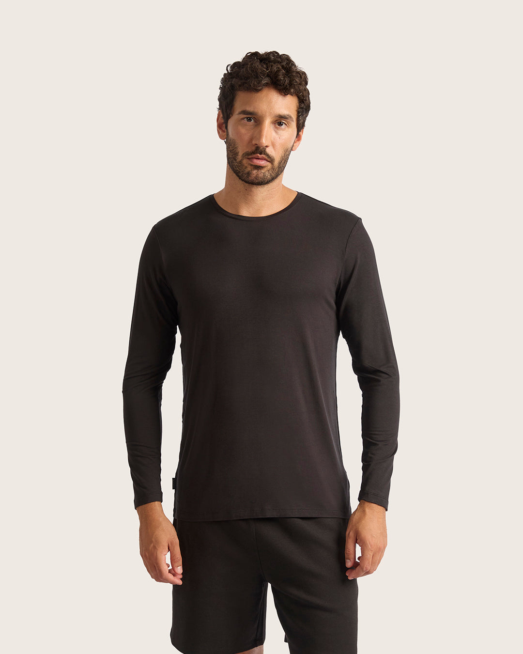 Men's Base Layer Long Sleeve Crew Neck T-Shirt - Black