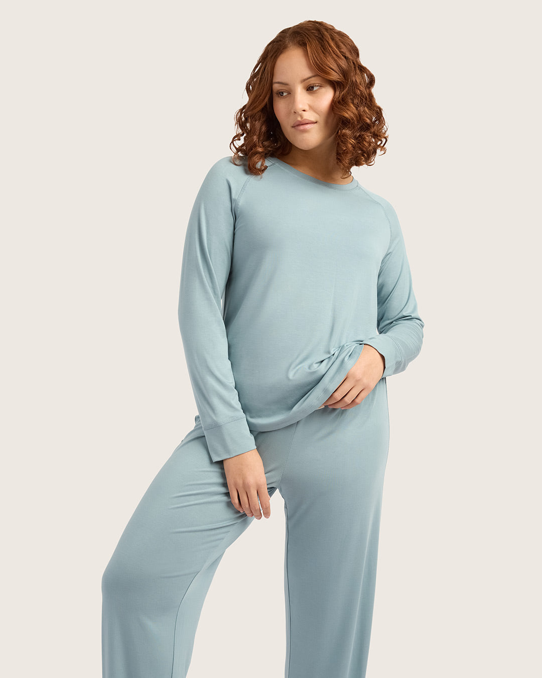 Goodnight Raglan Sleep Top - Mineral Blue