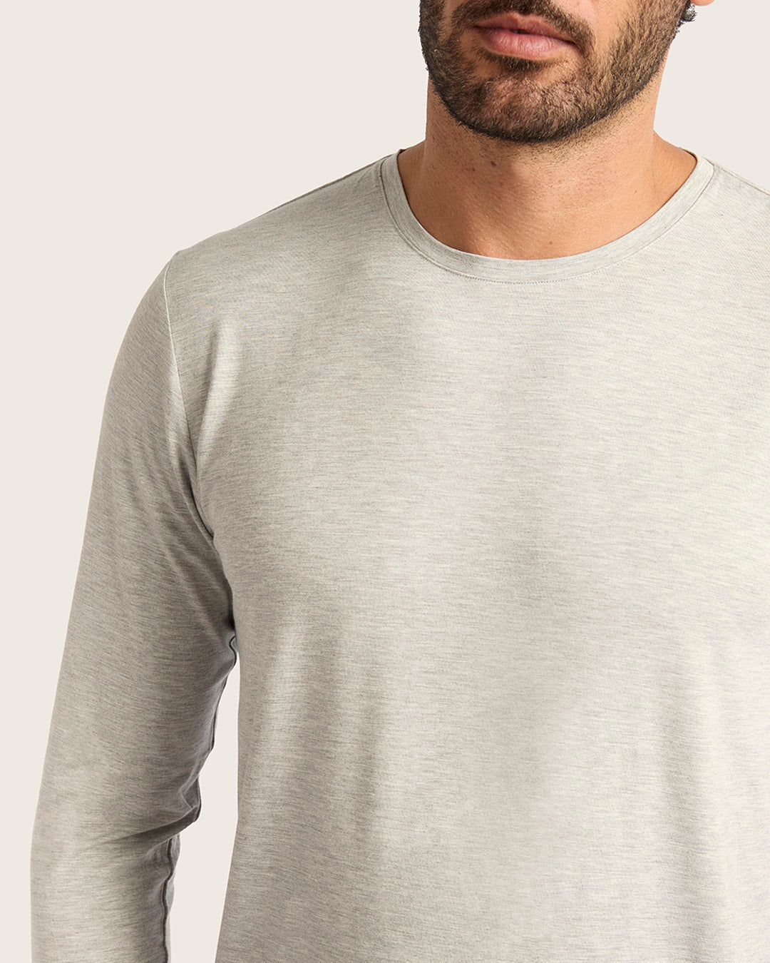 Men's Base Layer Long Sleeve Crew Neck T-Shirt - Light Grey Marl