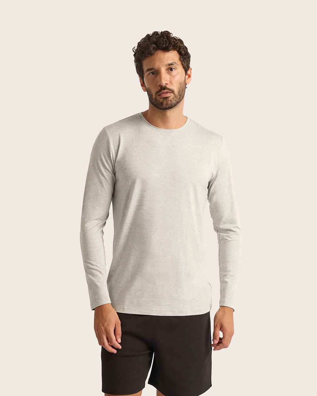 Men's Base Layer Long Sleeve Crew Neck T-Shirt - Light Grey Marl