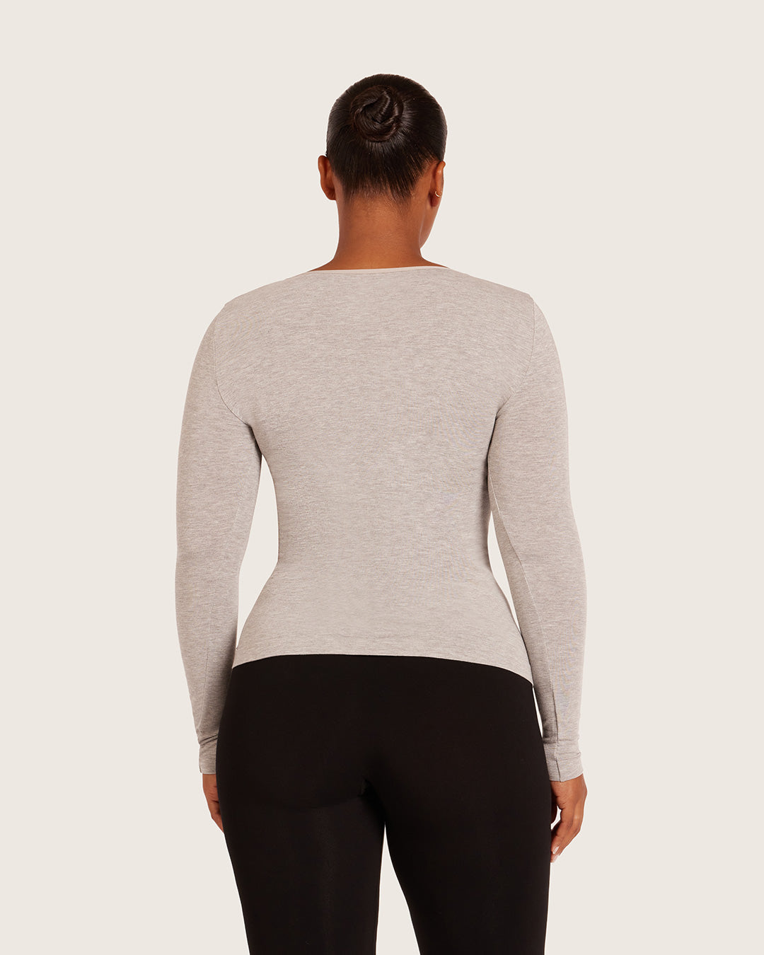 Women's Base Layer Long Sleeve Top - Light Grey Marl
