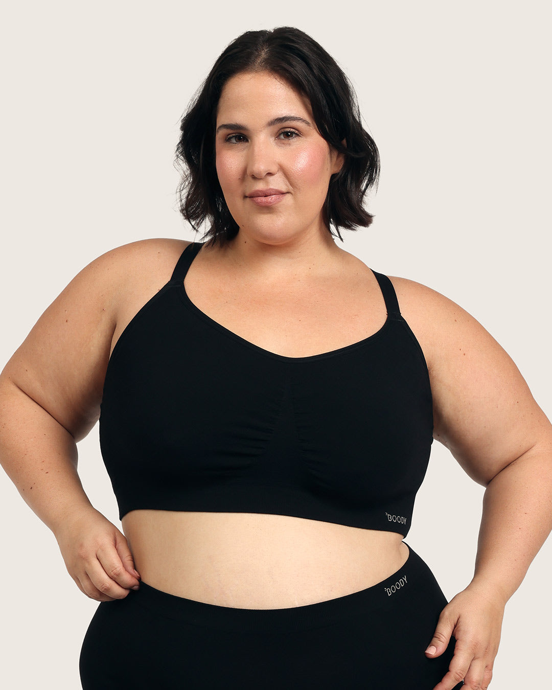 Full Bust Wireless Racerback Bra - Black