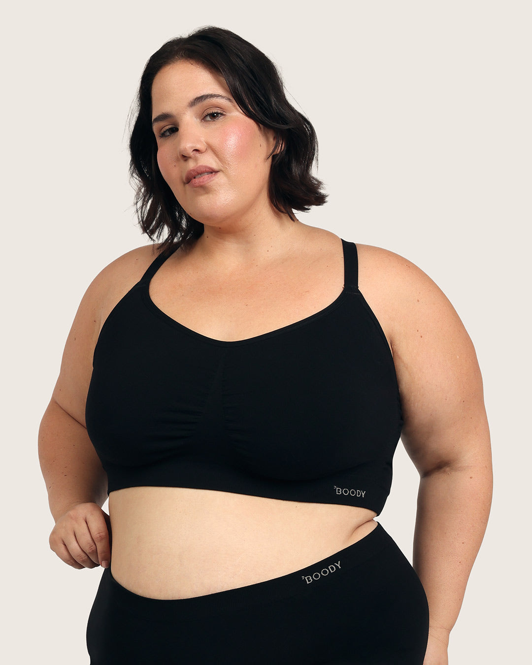 Full Bust Wireless Racerback Bra - Black