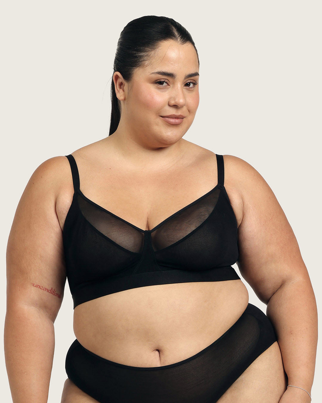 FreeMesh Full Bust Wireless Bra - Black