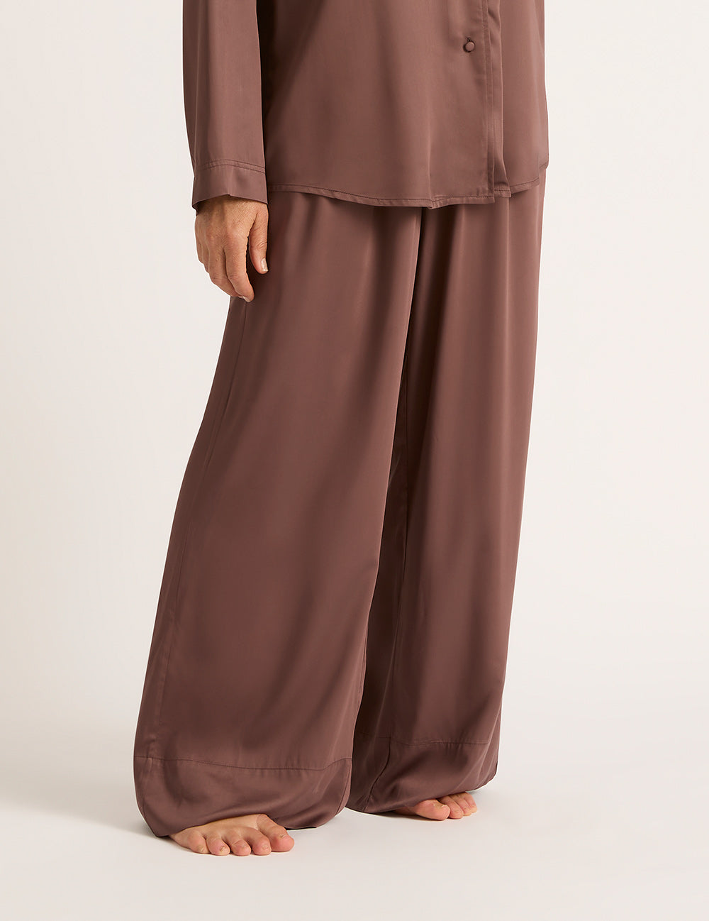 Vegan Silk Wide Leg Pants - Garnet