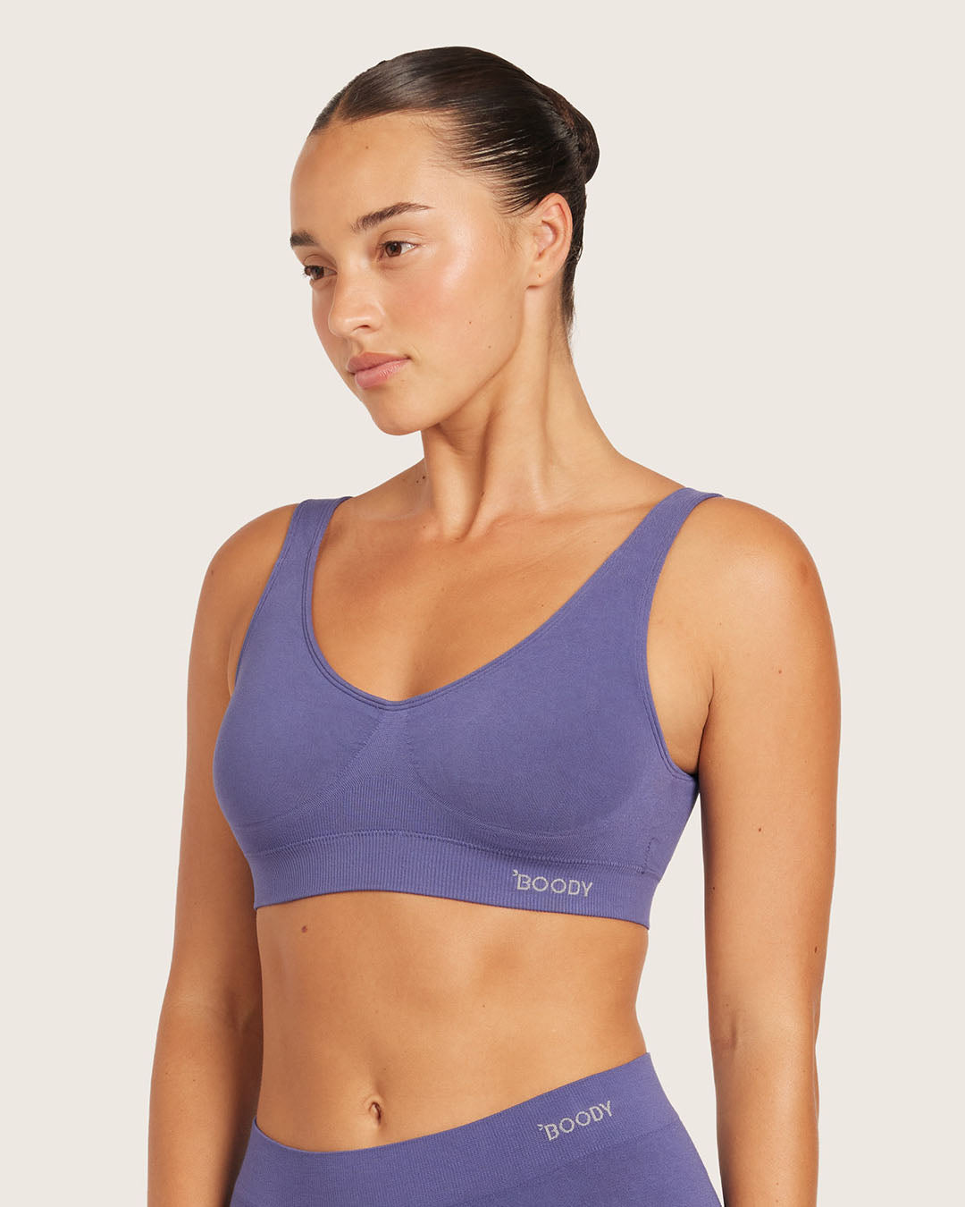 Seamfree Padded Crop Bra - Bluebell