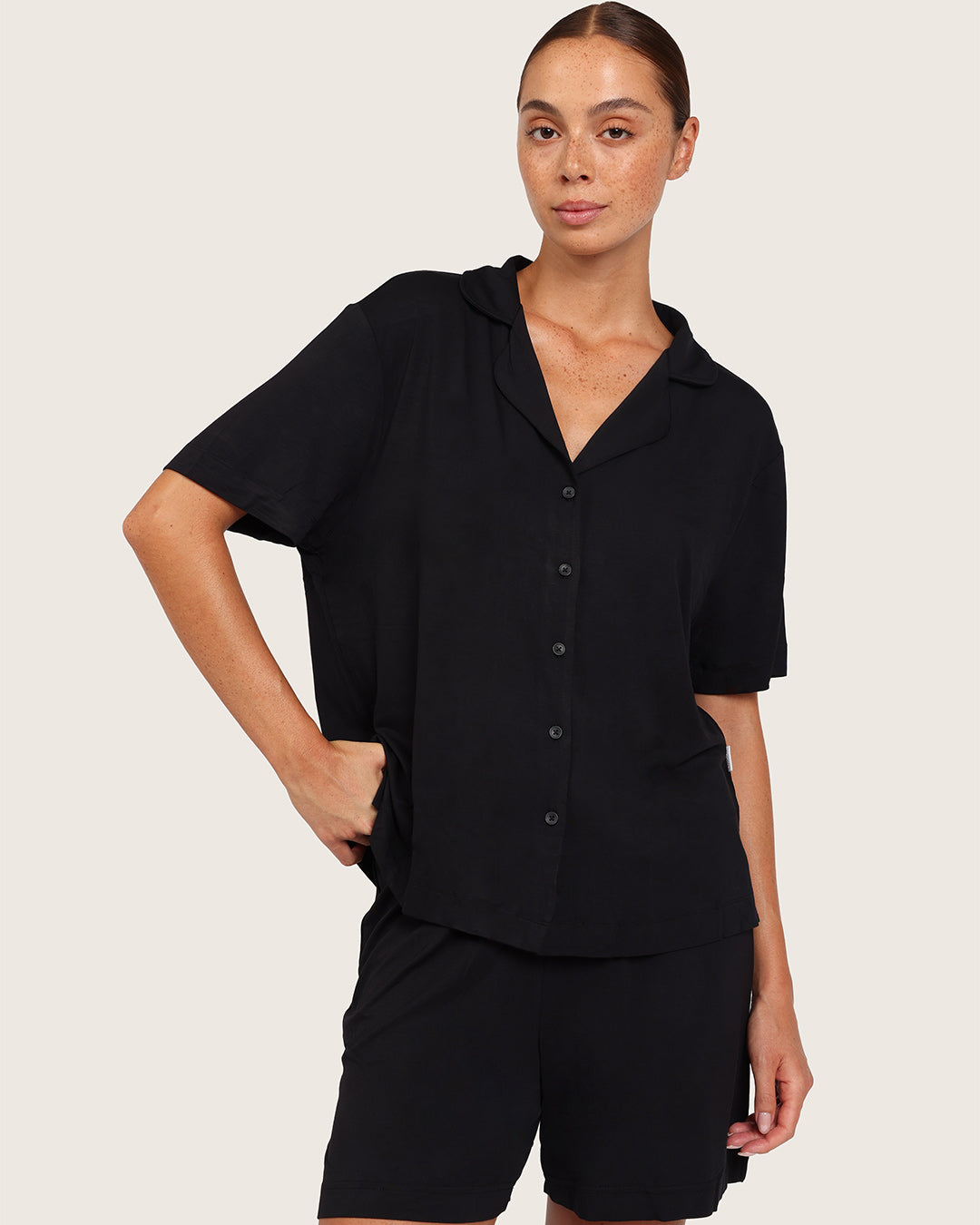 Goodnight Short Sleeve Sleep Shirt - Black