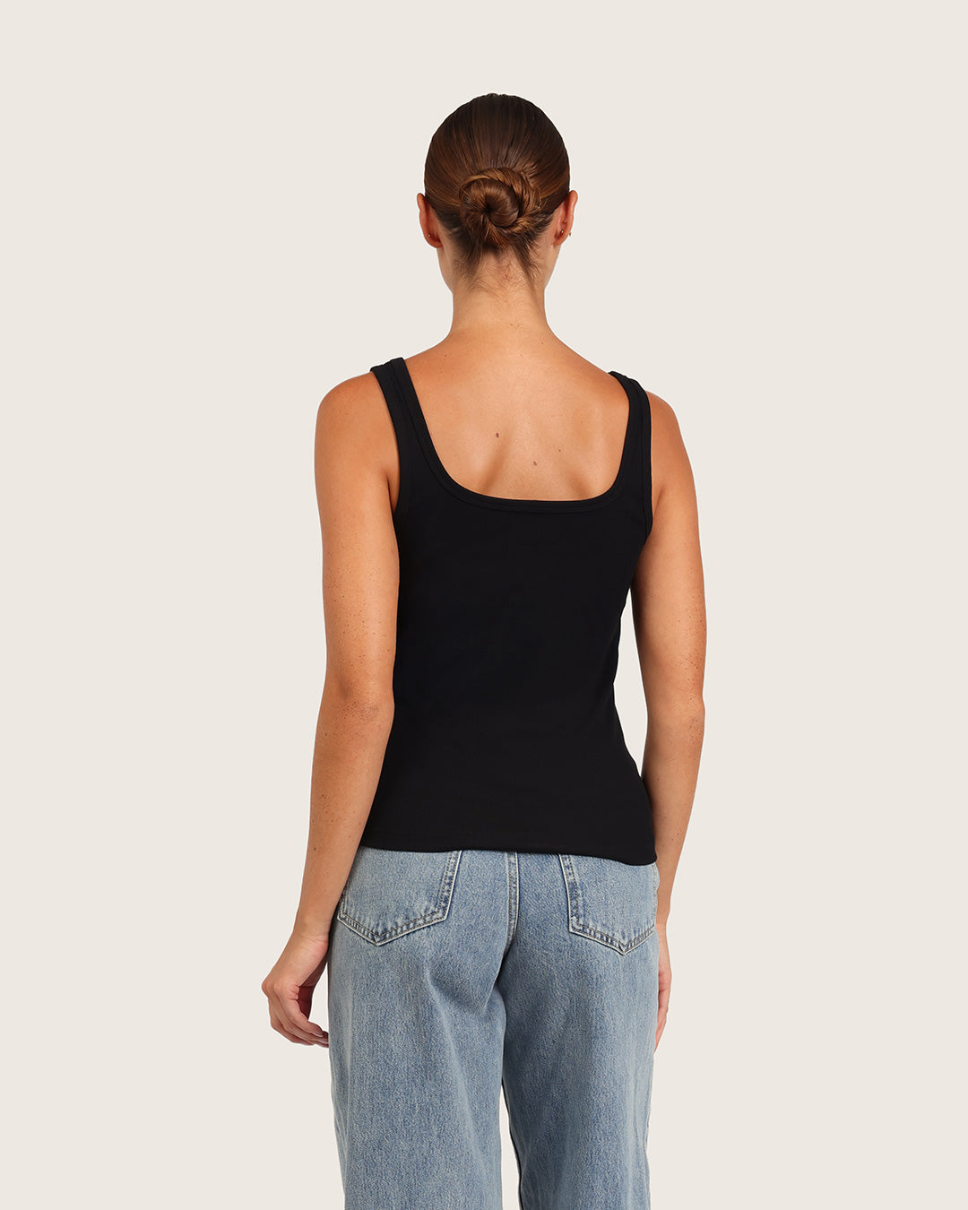 Women's Ribbed Tank Top - Black