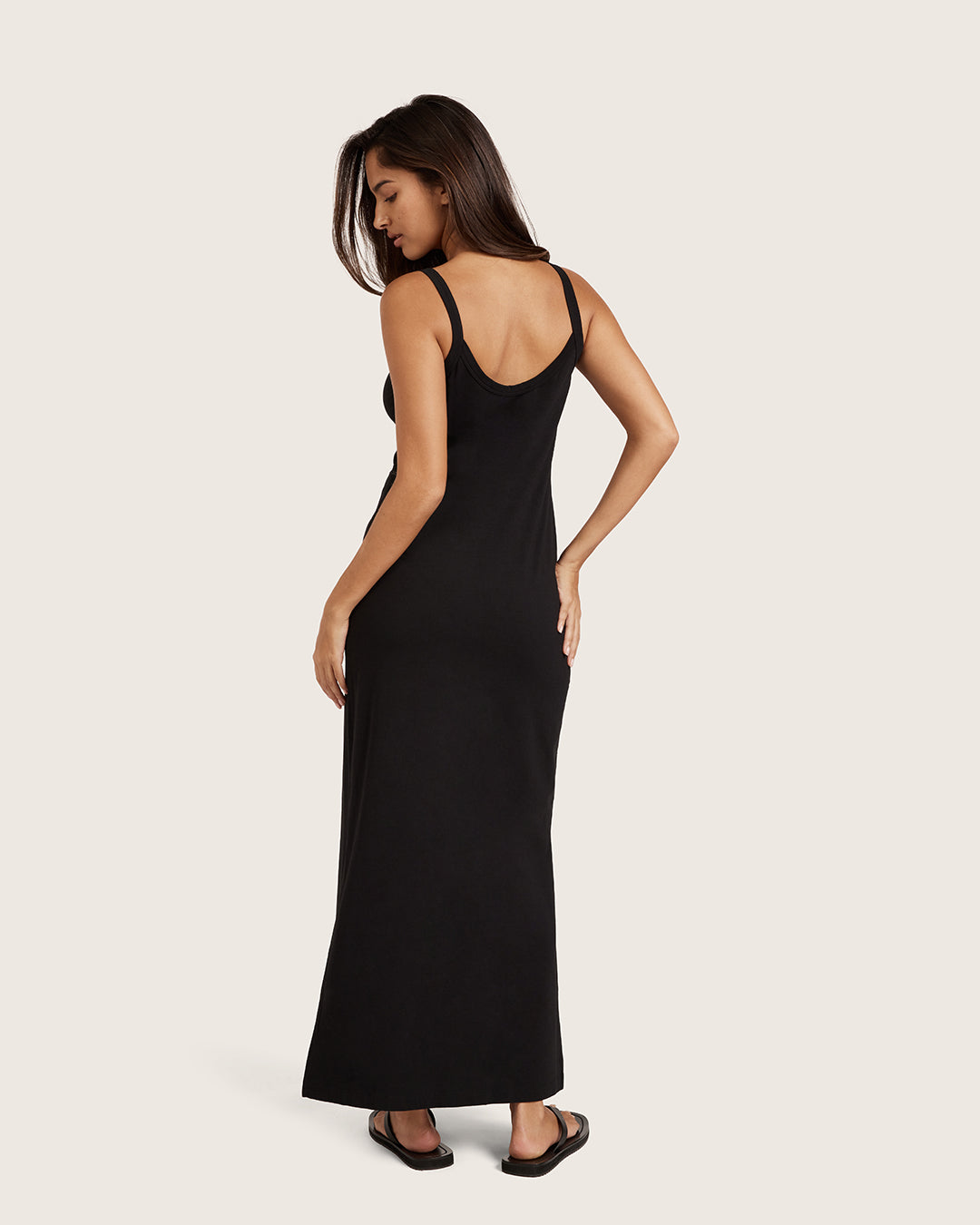 V-Neck Slip Dress - Black