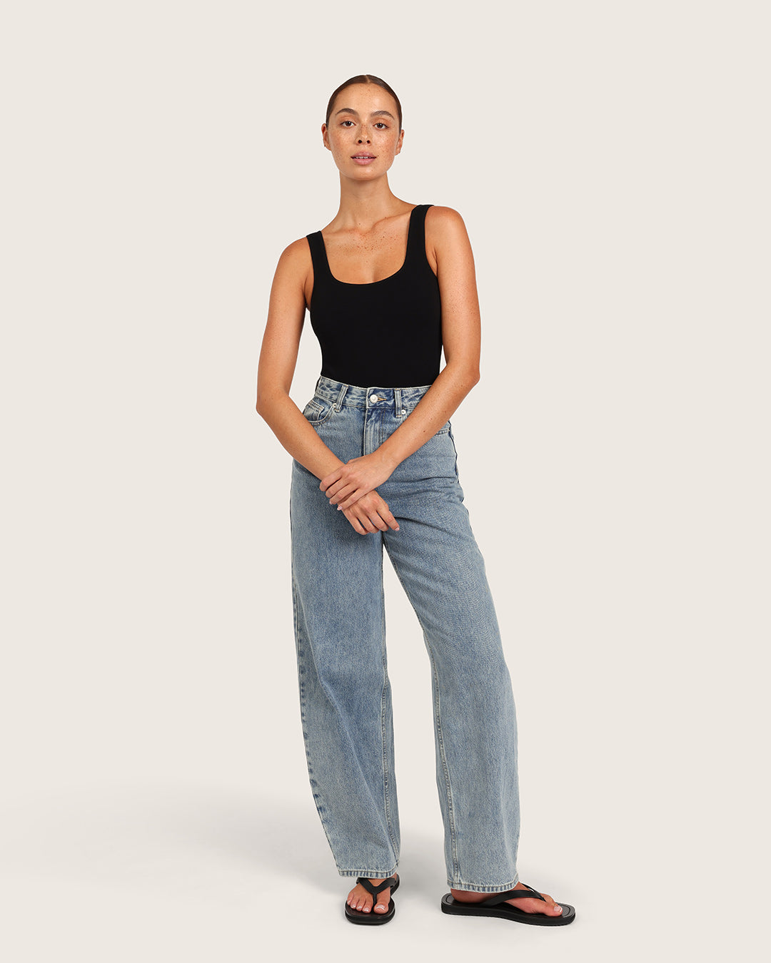 Ribbed Square Neck Bodysuit - Black