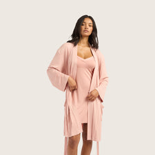 strapless open back dress Bamboo Women's Sleep Robe in Dusty Pink – Boody Europe